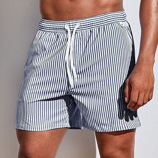 Men's Striped Swim Shorts - Grey