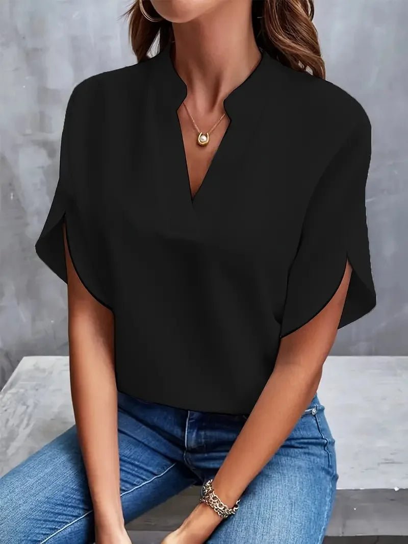 Women's Chiffon V-Neck Blouse - Black