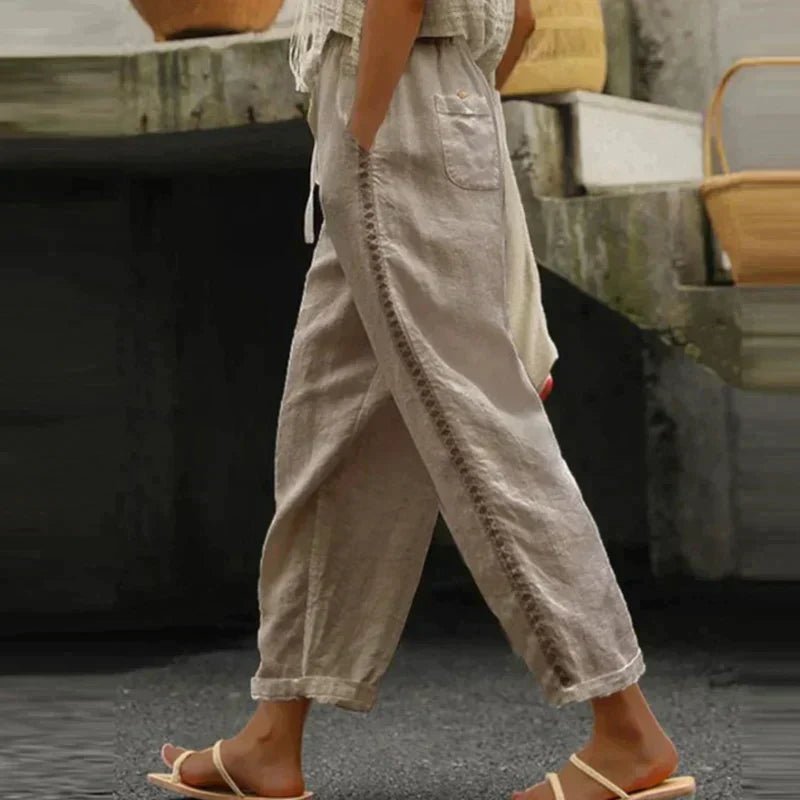 Women's Cropped Wide-Leg Pants - Khaki