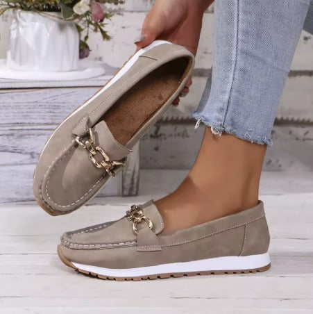 Horsebit Platform Loafers - Grey