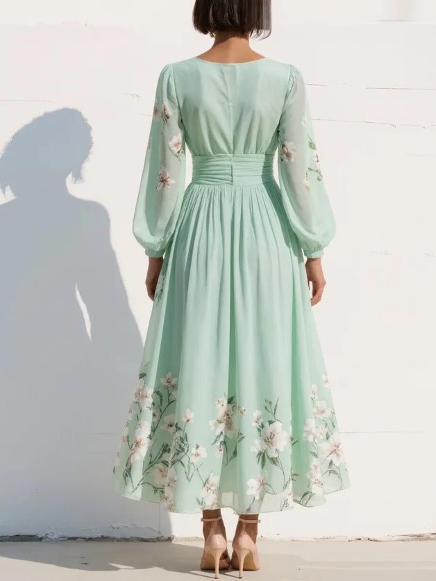 Women's Floral Wedding Guest V-Neck Dress