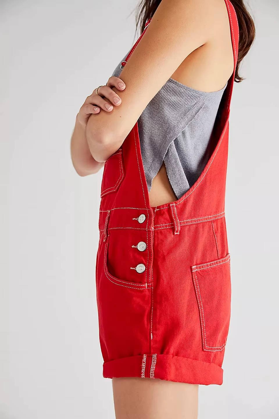 Women's Adjustable Denim Overall Shorts
