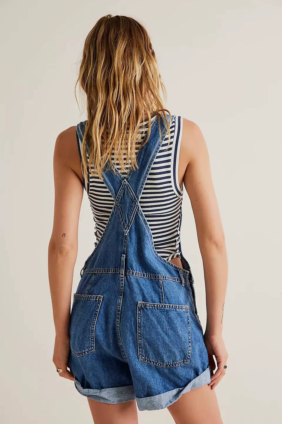 Women's Adjustable Denim Overall Shorts