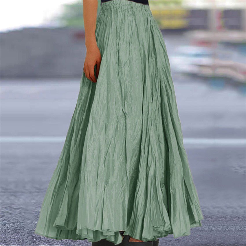 Women's Crinkled A-Line Maxi Skirt - Green