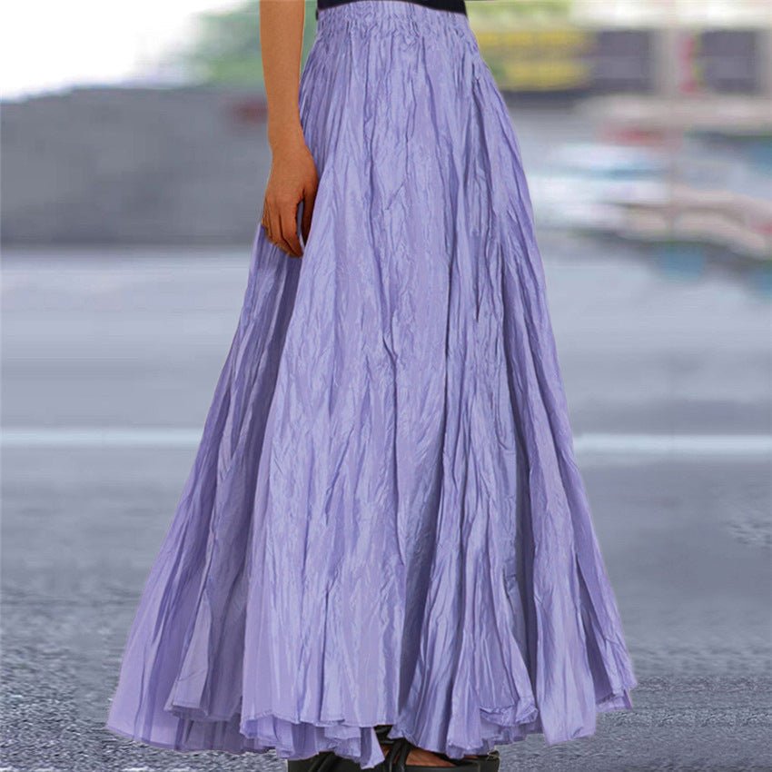 Women's Crinkled A-Line Maxi Skirt - Purple