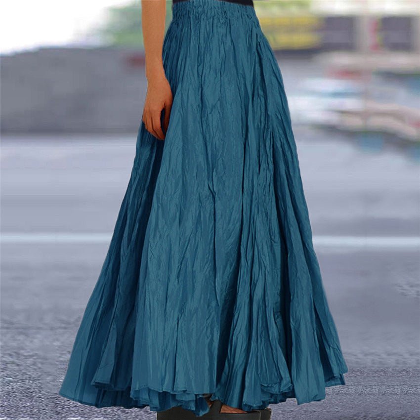 Women's Crinkled A-Line Maxi Skirt - Blue