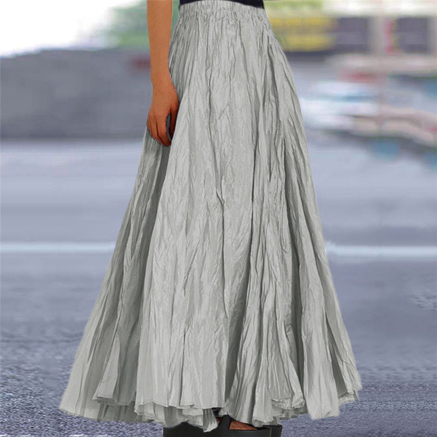 Women's Crinkled A-Line Maxi Skirt - Light Gray