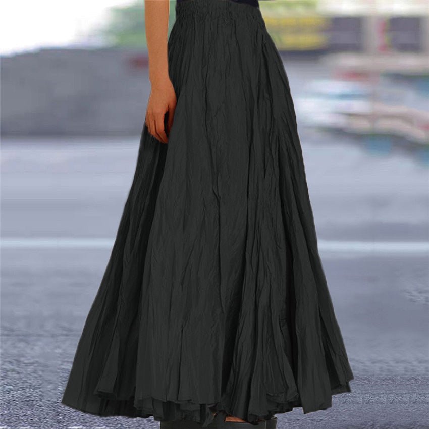 Women's Crinkled A-Line Maxi Skirt - Black