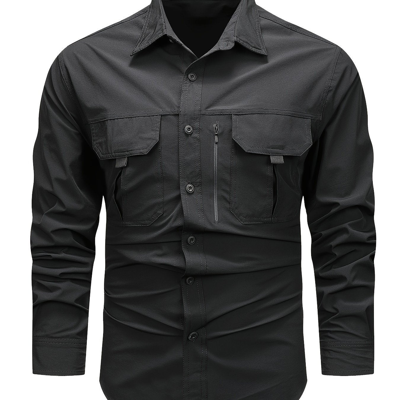 Men's Ripstop Utility Shirt Jacket - Black