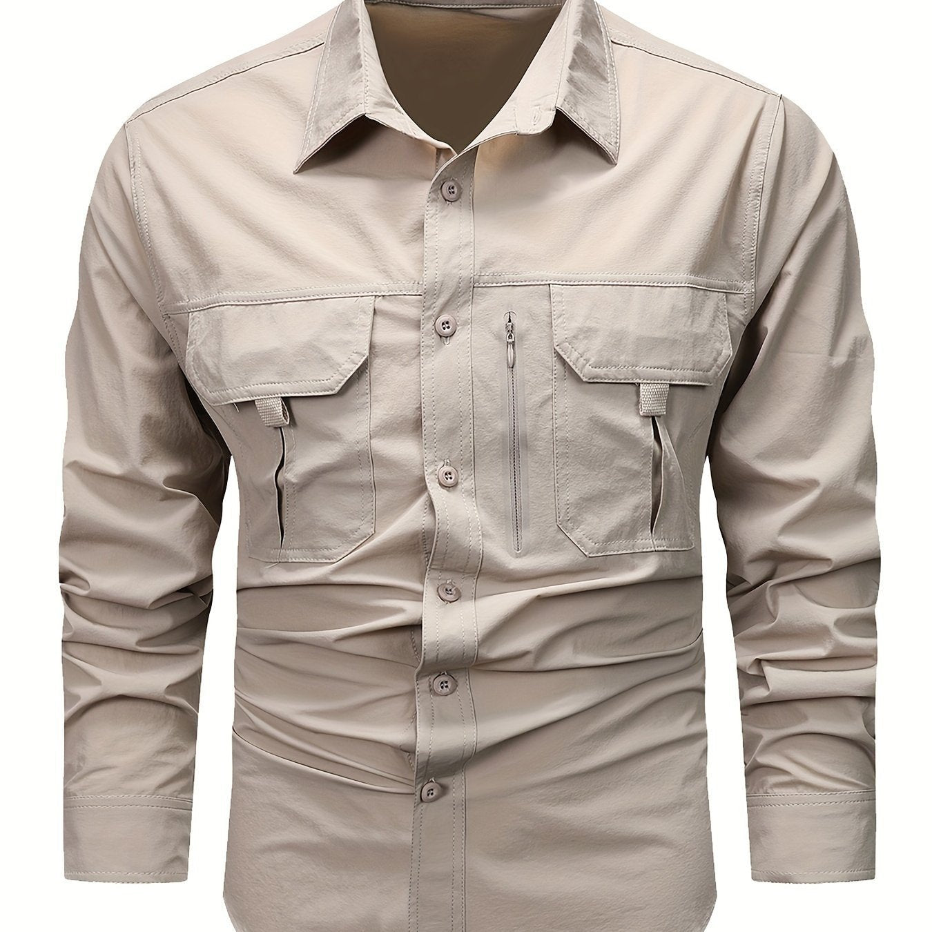 Men's Ripstop Utility Shirt Jacket - Beige