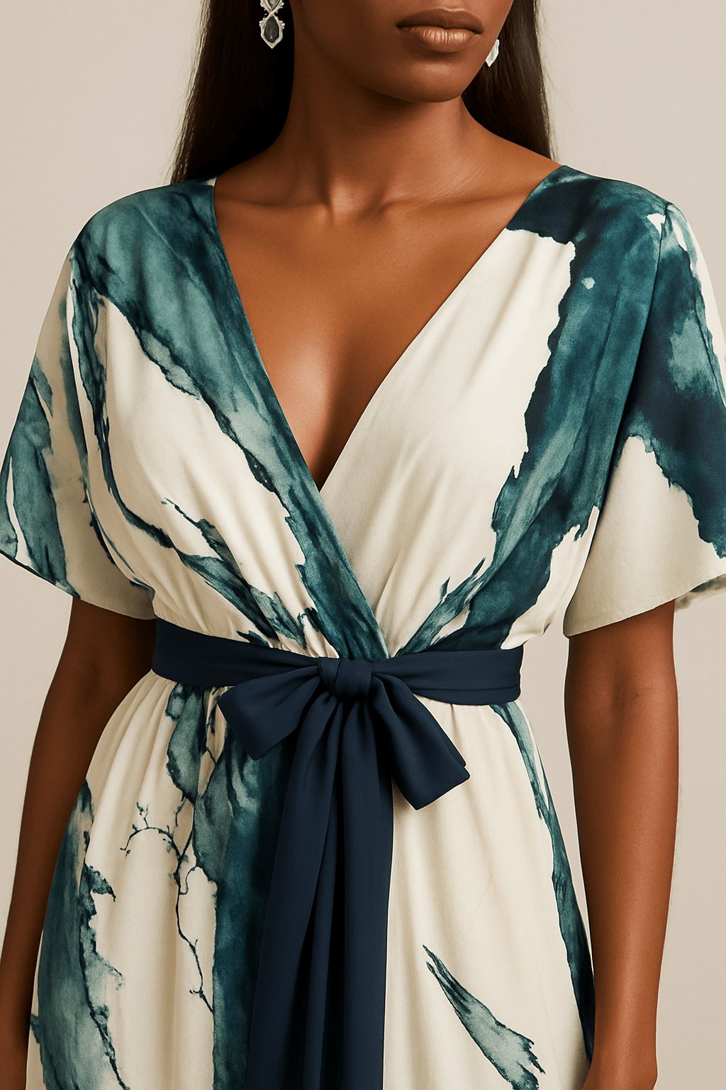 Women's Watercolor Wrap Maxi Dress