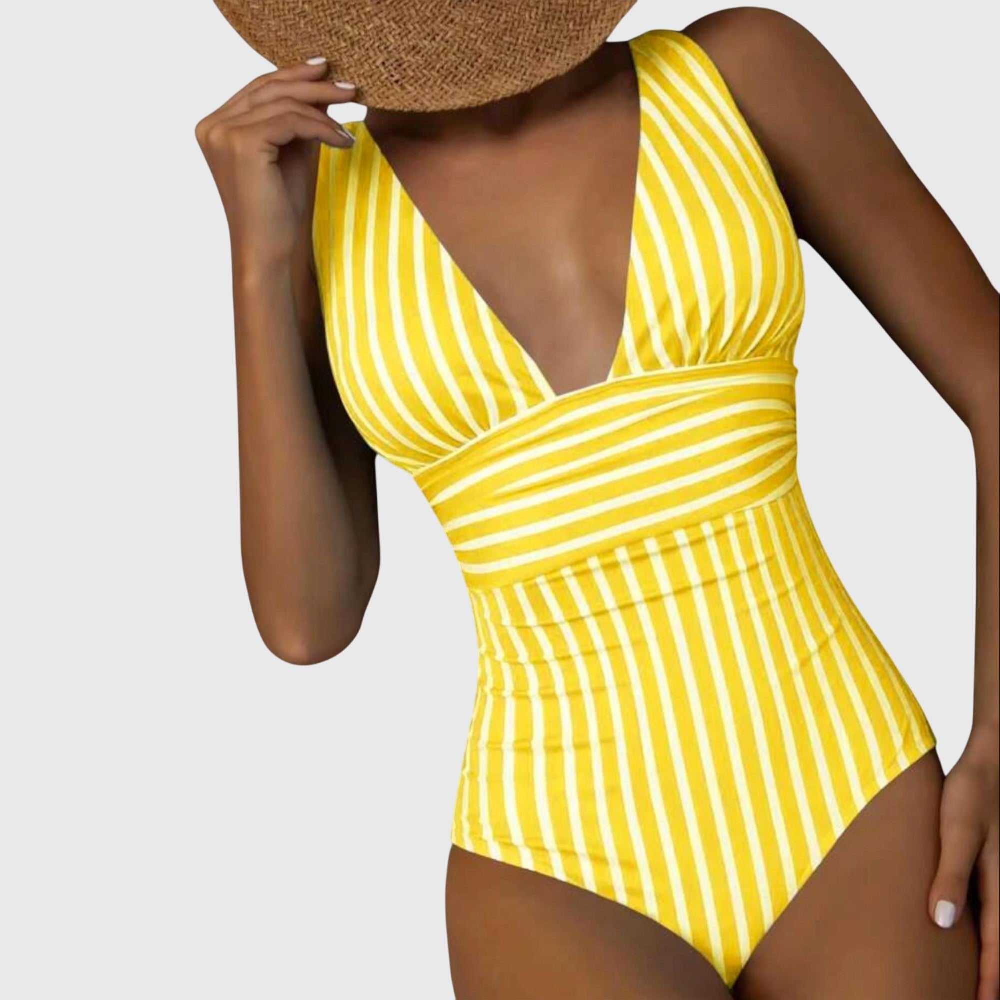 Women's Striped V-Neck Swimsuit