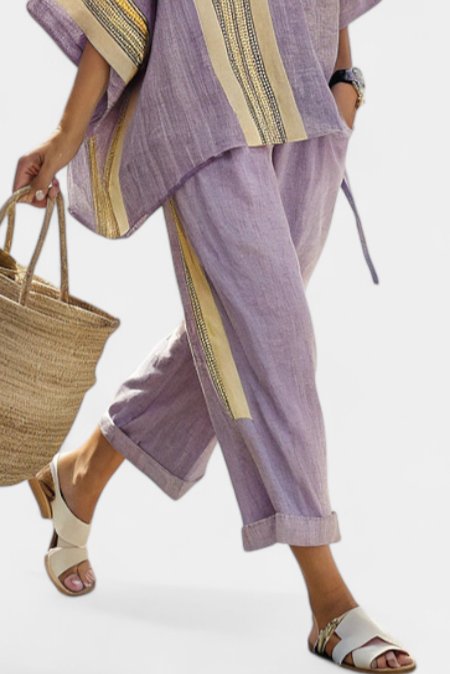 Women's Striped Wide-Leg Set
