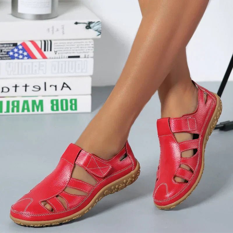 Women's Closed-Toe Gladiator Sandals - Red