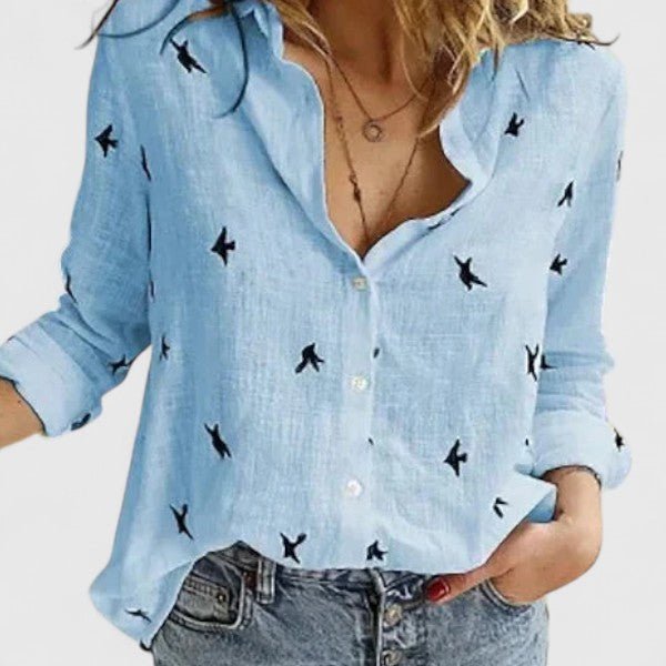 Women's Floral Blouse - Blue 2