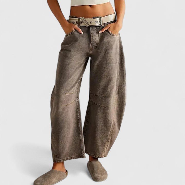 Women's Barrel-Leg Jeans - Dark Gray