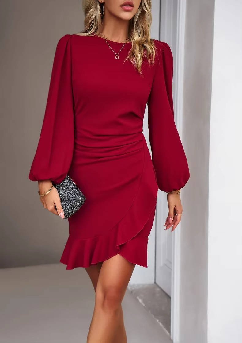 Women's Bodycon Mini Dress - Wine red