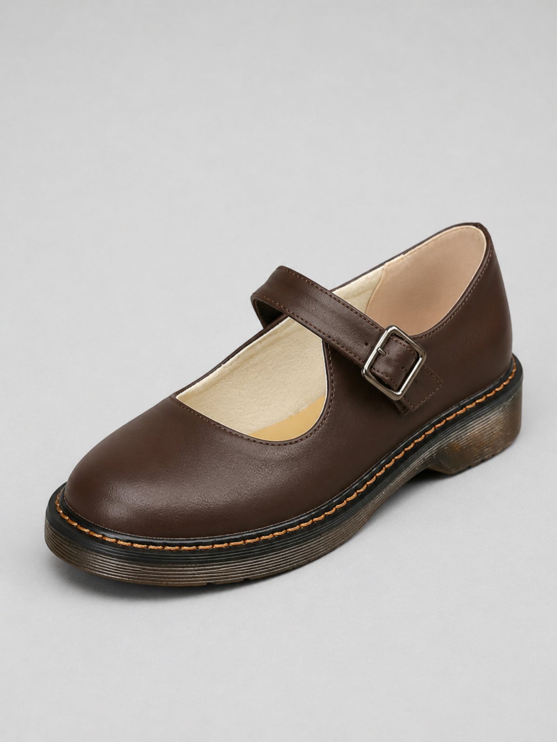 Women's Faux Leather Mary Jane Shoes - Brown