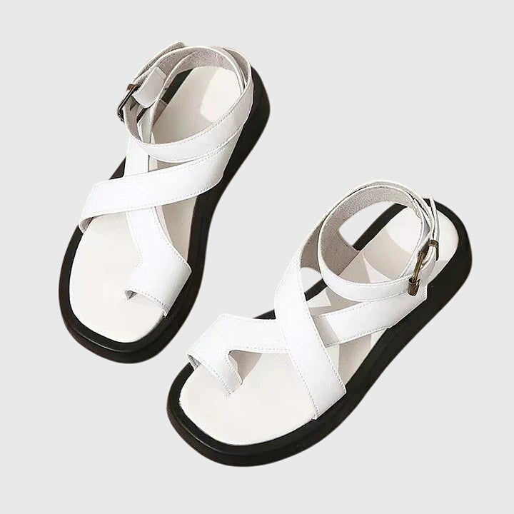 Women's Faux Leather Platform Sandals - White