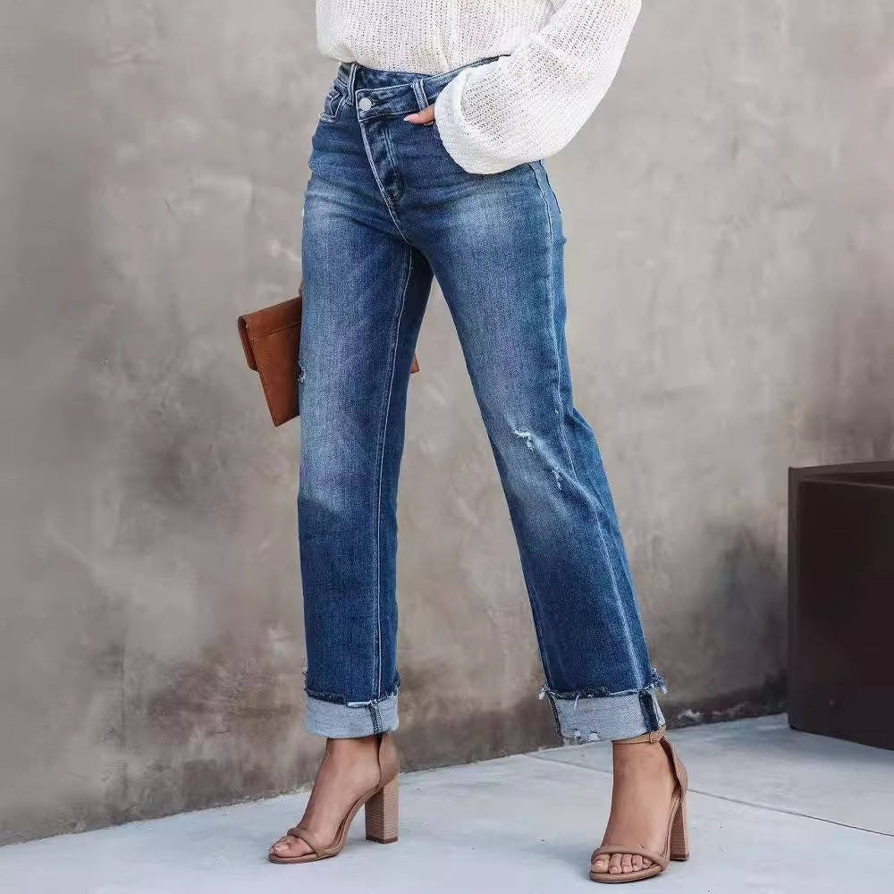 Women's High-Waisted Straight Jeans - S