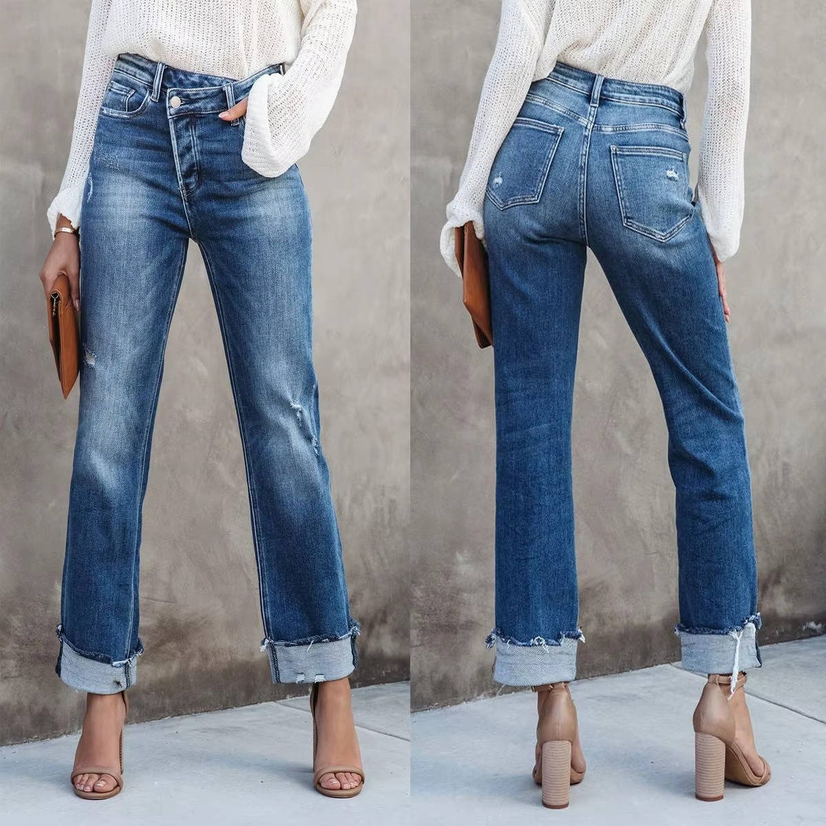 Women's High-Waisted Straight Jeans