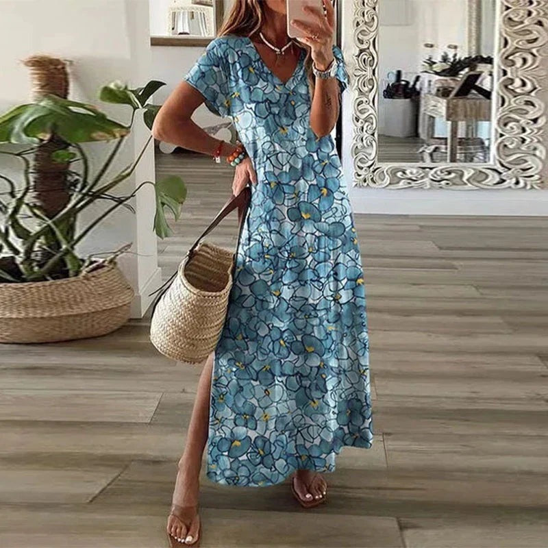 Boho Maxi Dress - Blue