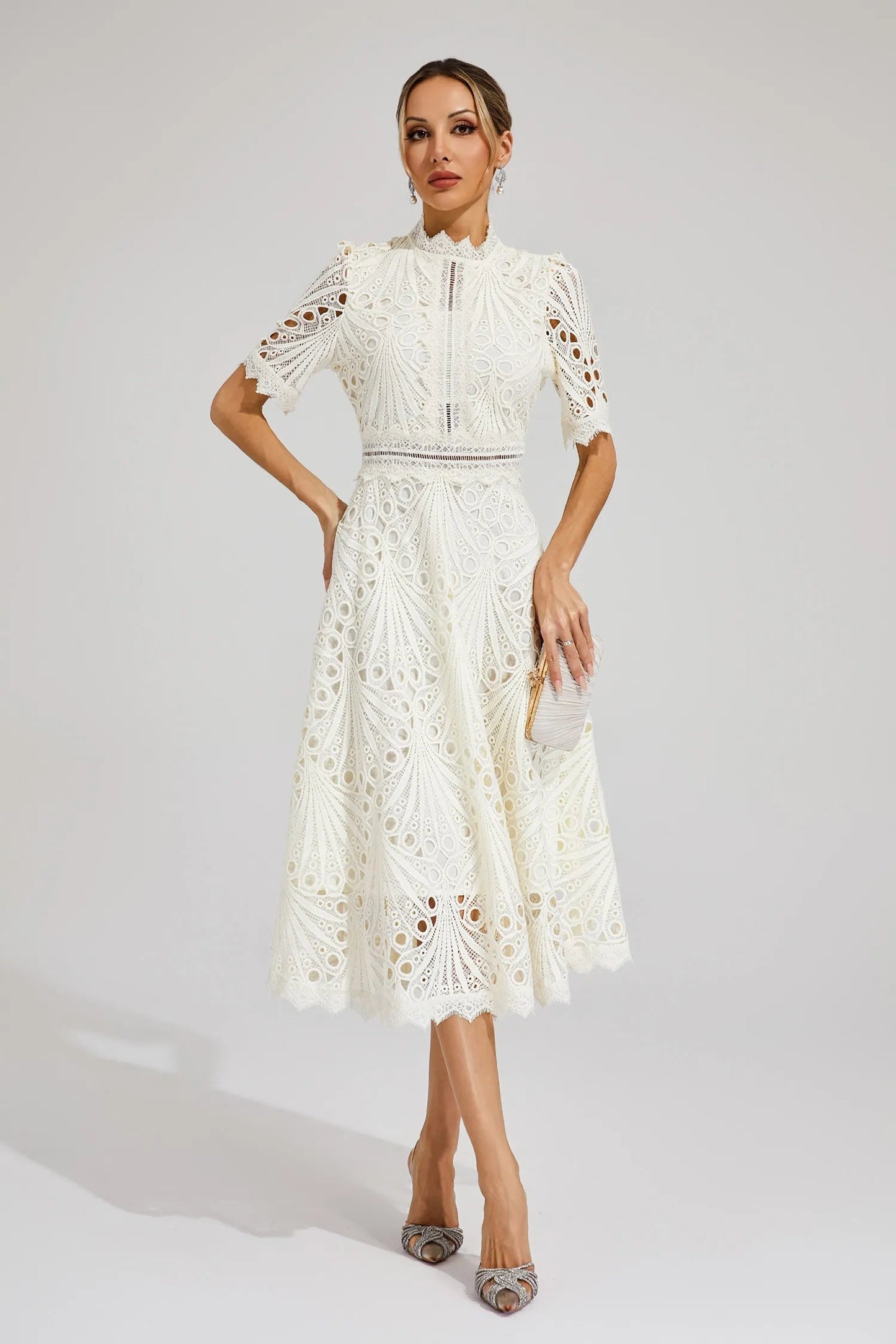 Wedding Guest Lace Midi Dress
