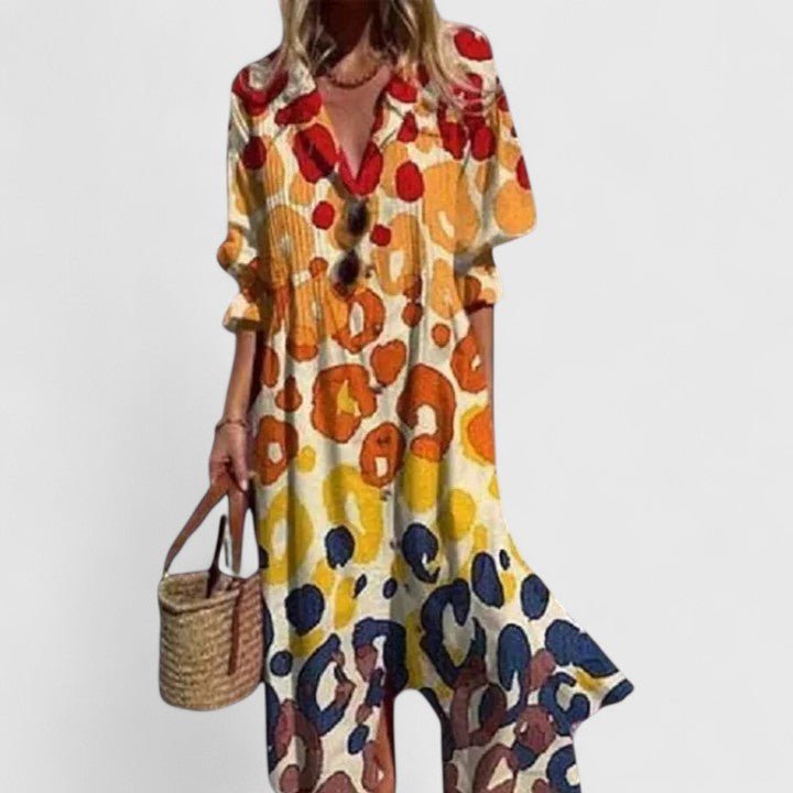 Women's Floral Maxi Shirt Dress - Yellow