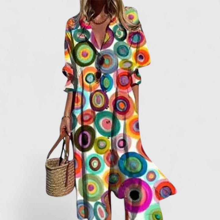 Women's Floral Maxi Shirt Dress - Multicolored 2