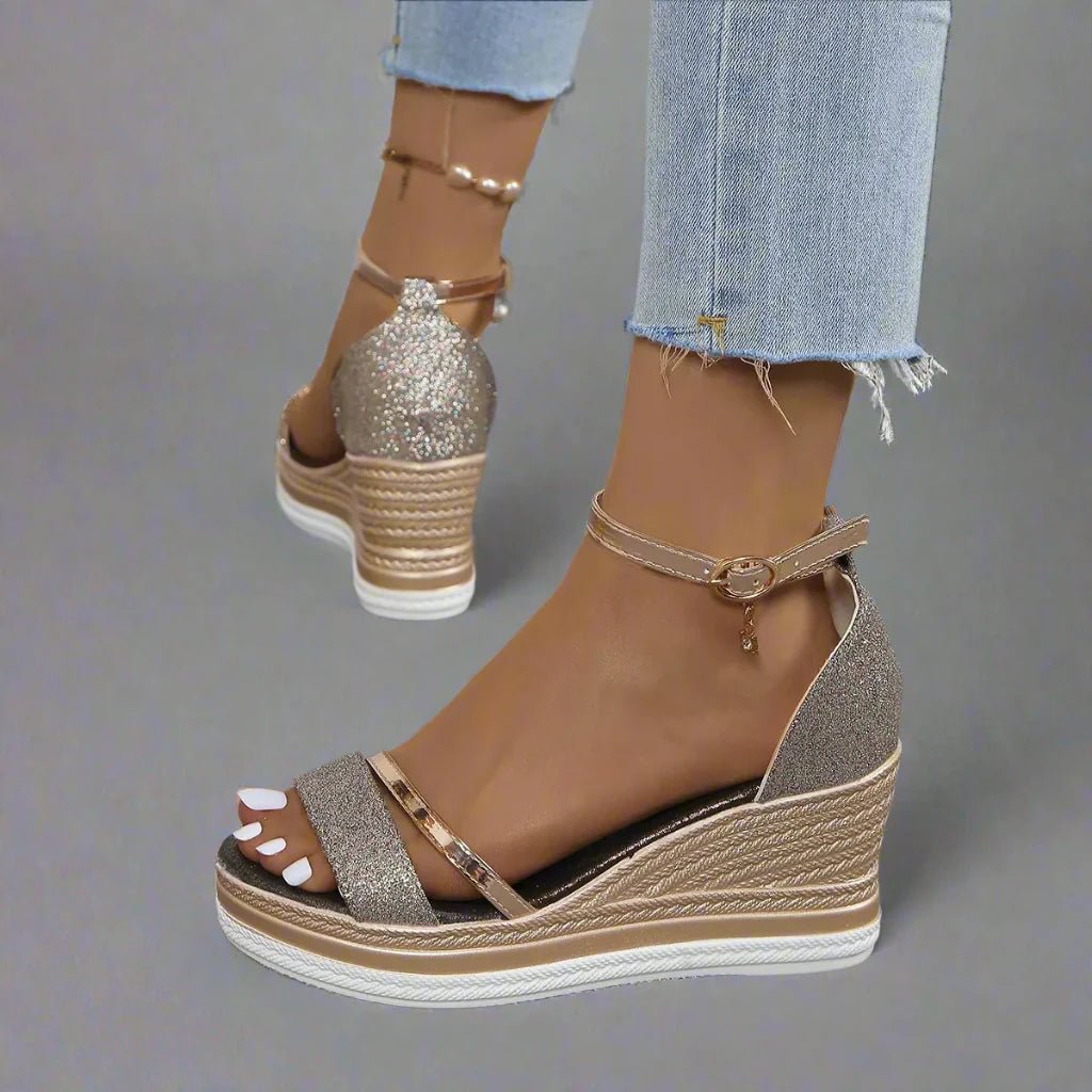 Women's Party Espadrille Wedge Sandals - Rose Gold