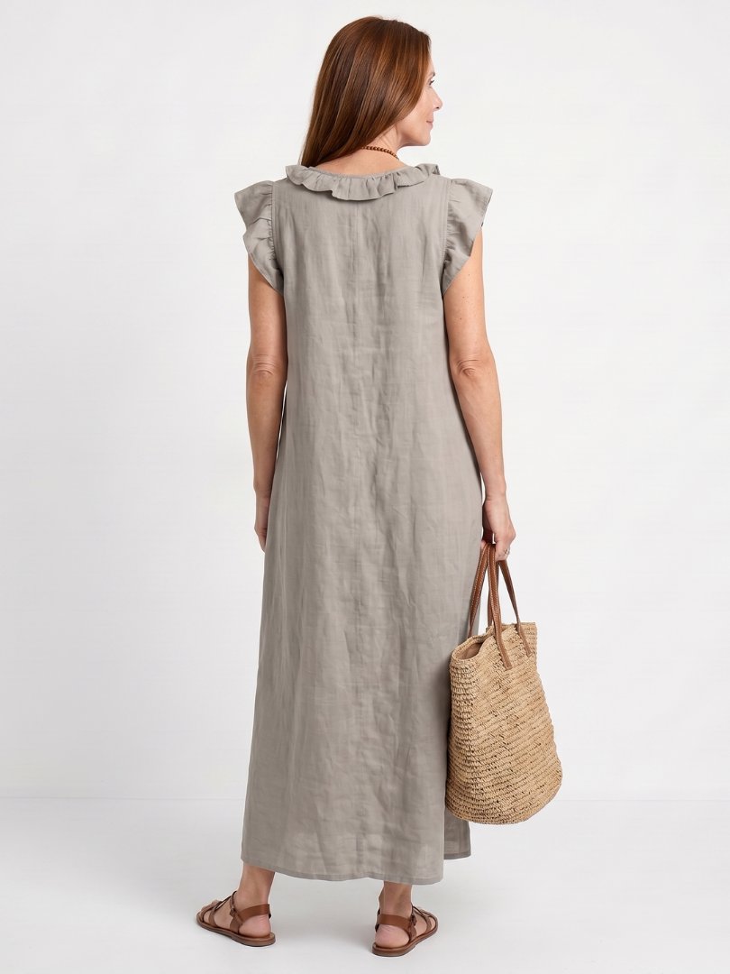 Women's Ruffled Linen Maxi Dress