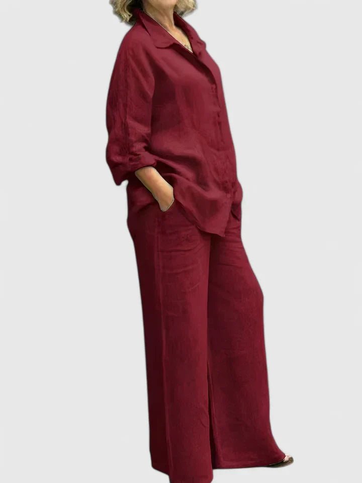 Women's Wide-Leg Co-ord Set - Burgundy