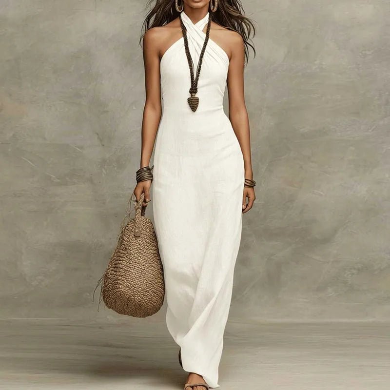 Women's Halter Maxi Dress - White