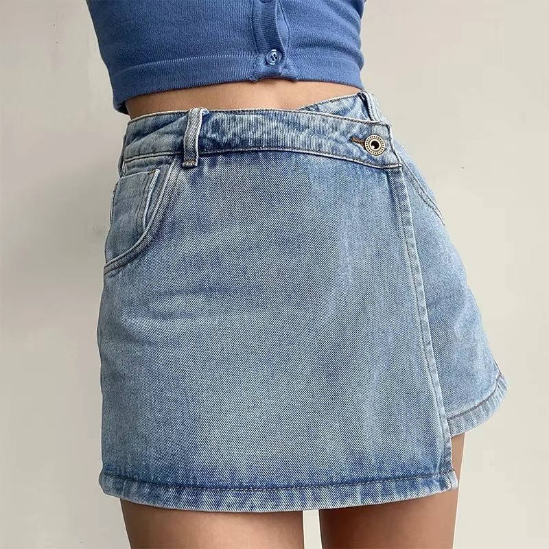 Women's High-Waisted Denim Skort - XXL