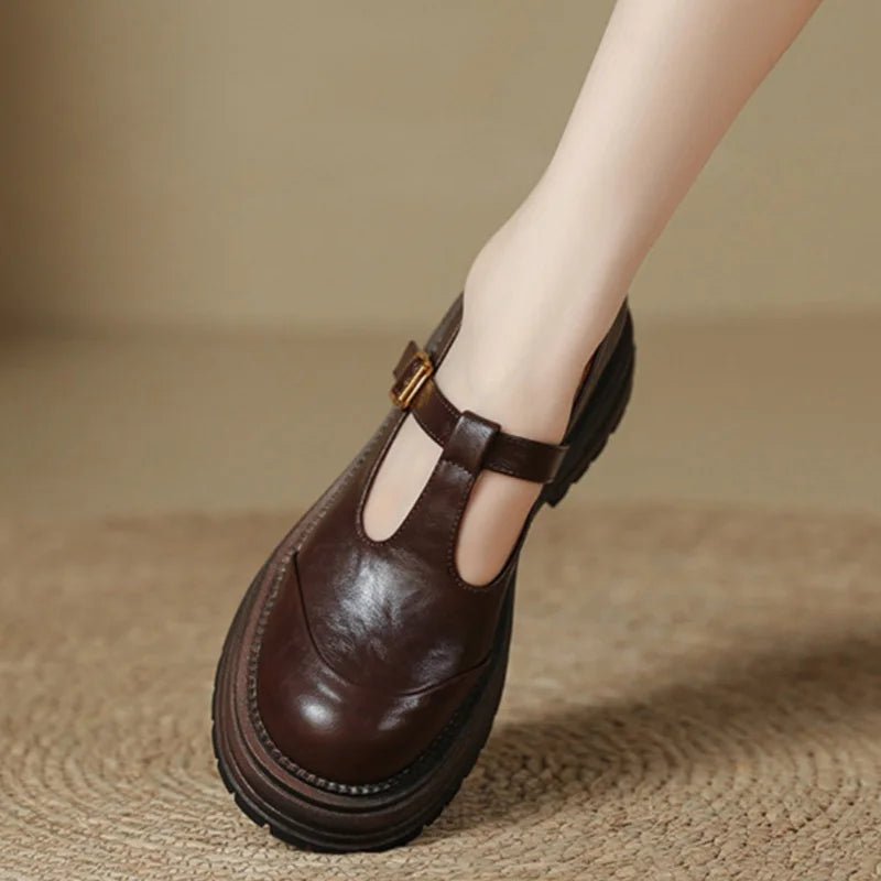 Women's Leather Platform Mary Janes