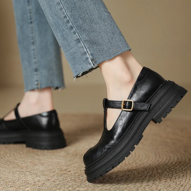 Women's Leather Platform Mary Janes