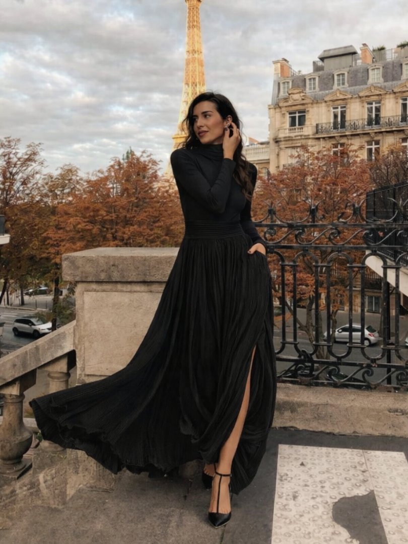 Women's Pleated Satin Maxi Skirt