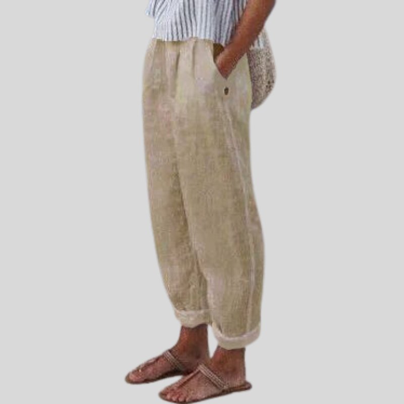 Women's Cropped Wide-Leg Pants - Beige