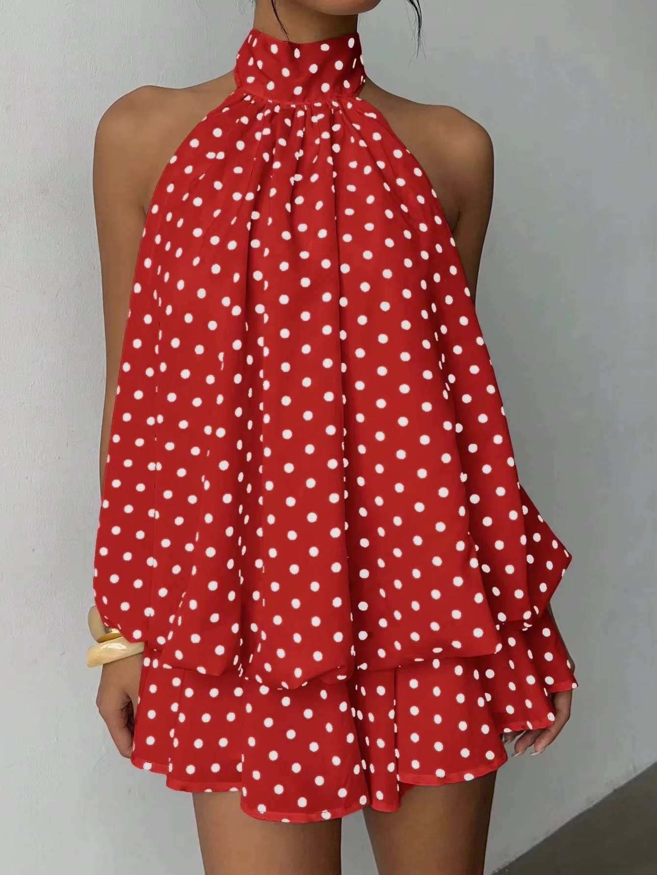 Women's Halter Mini Dress - Red 2
