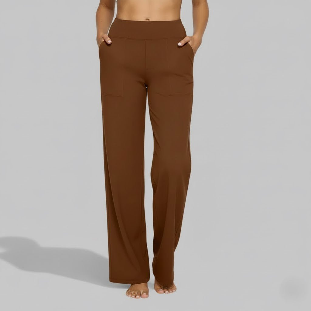 Women's High-Waisted Wide-Leg Pants - Brown