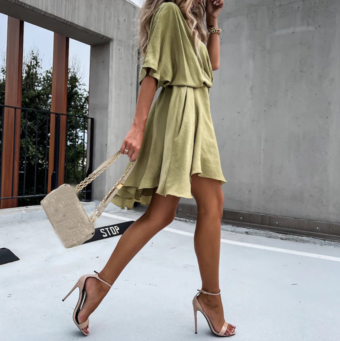 Women's Satin Wrap Mini Dress