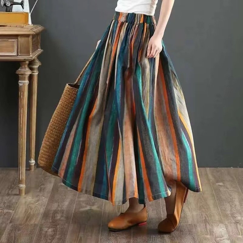 Women's Striped Midi Skirt - S