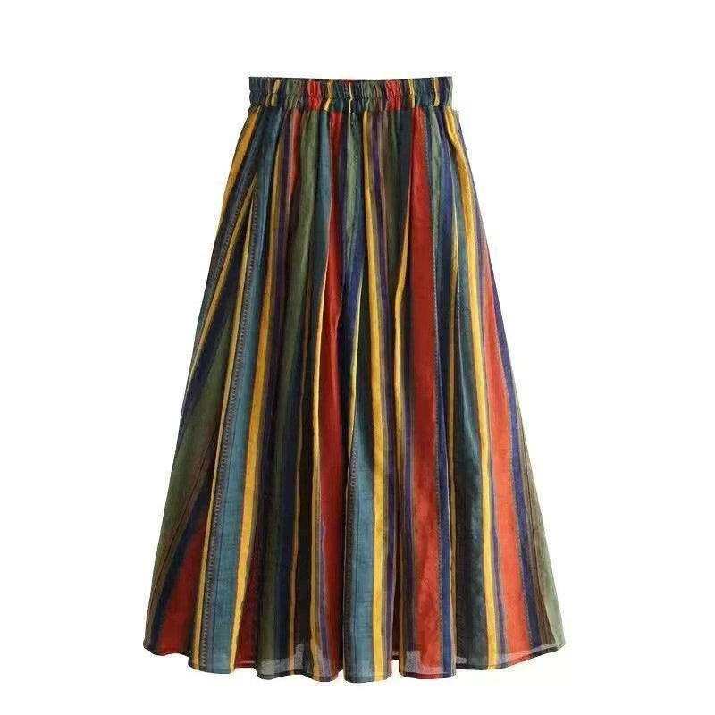 Women's Striped Midi Skirt - M