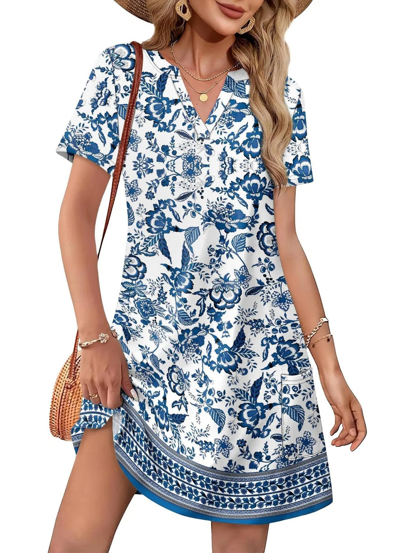 Women's Floral Mini Dress - Lavender
