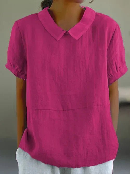 Women's Peter Pan Collar Blouse - Dark pink