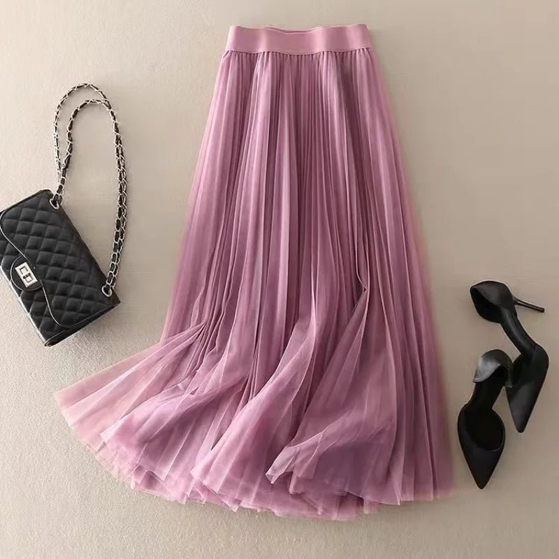 Women's Pleated Maxi Skirt - Purple