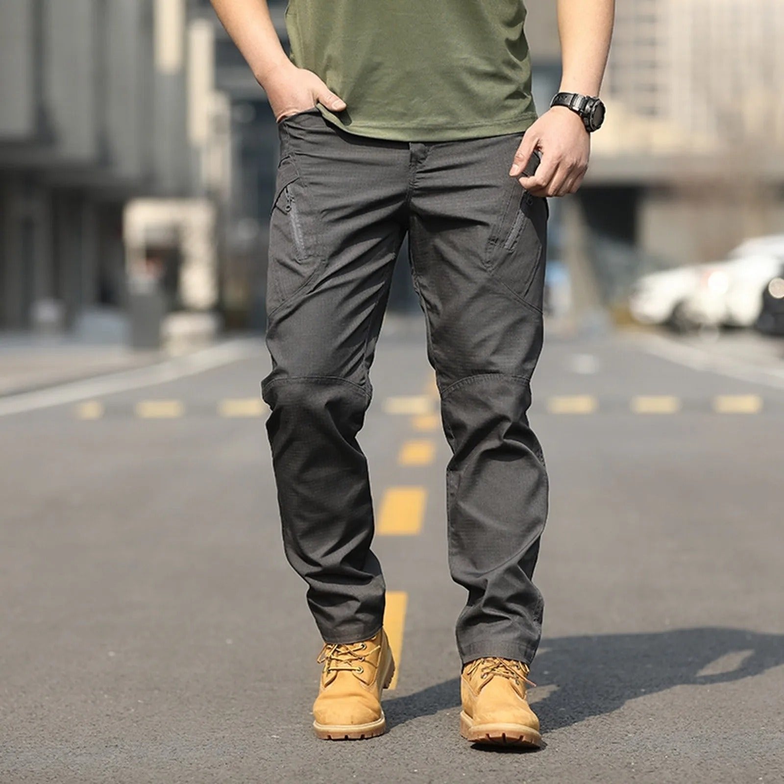 Men's Straight Cargo Pants - Grey