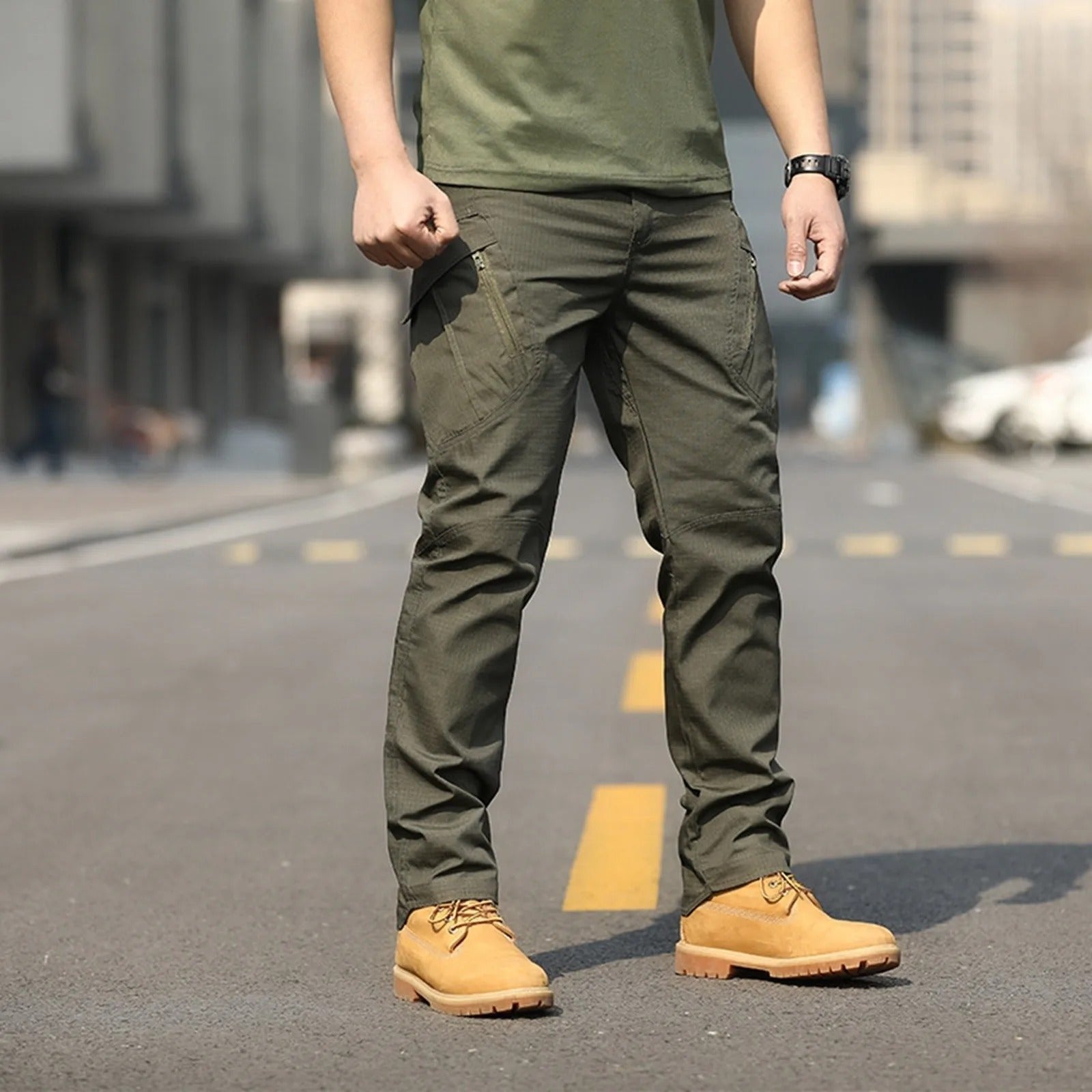 Men's Straight Cargo Pants - Green