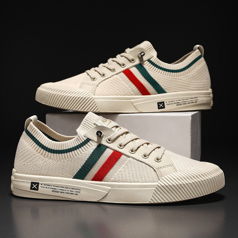 Men's Striped Knit Low-Top Sneakers