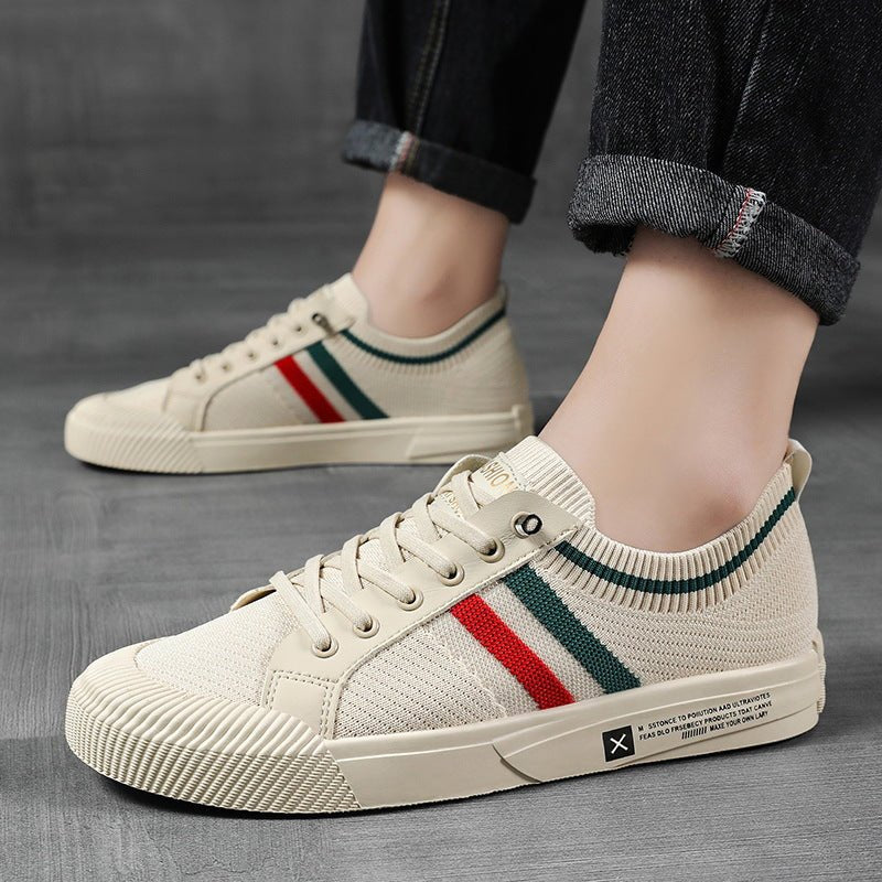 Men's Striped Knit Low-Top Sneakers